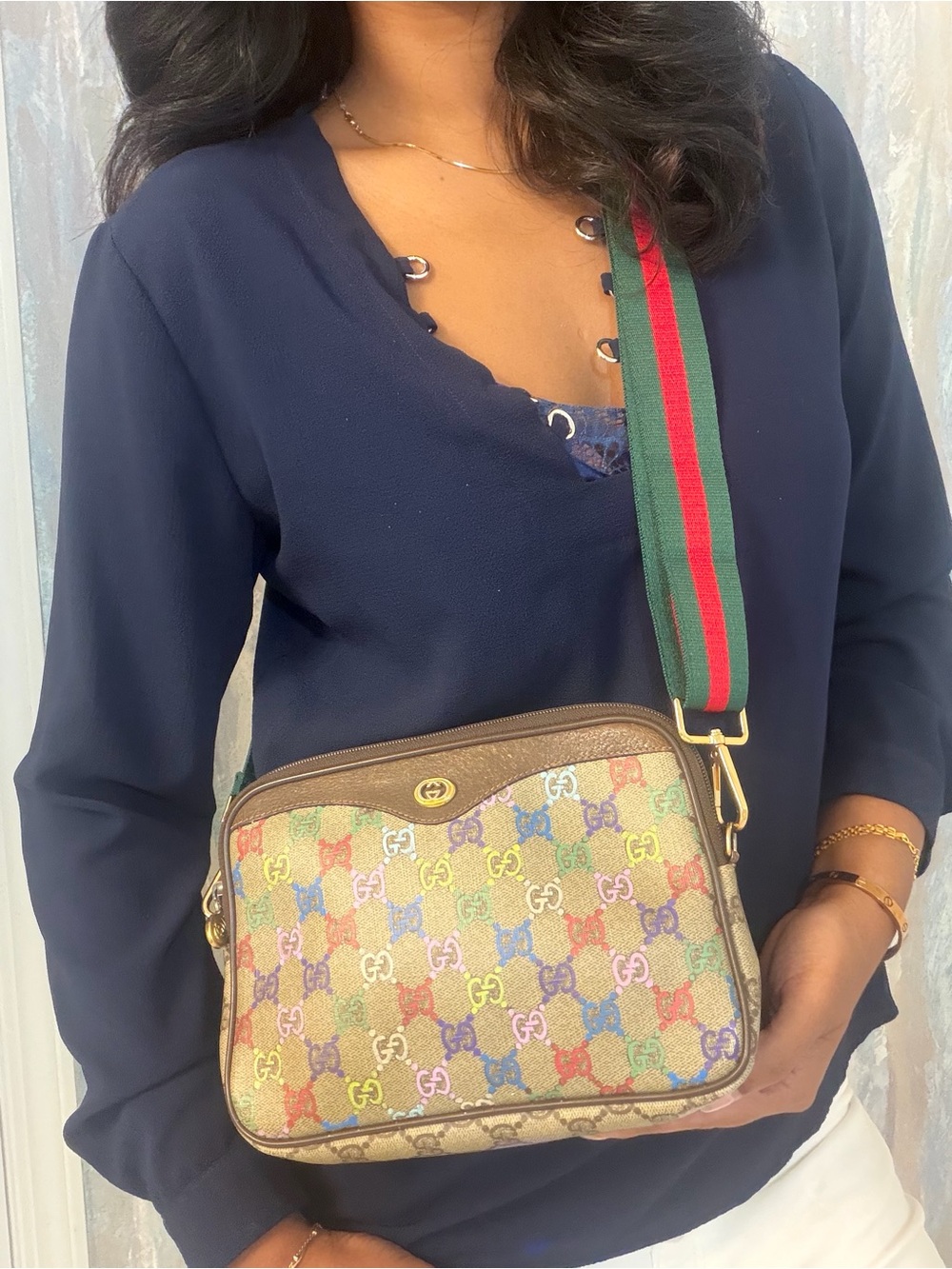 Authentic Gucci Guccissima Clutch as Crossbody ❤️💚 - Picture 2 of 13